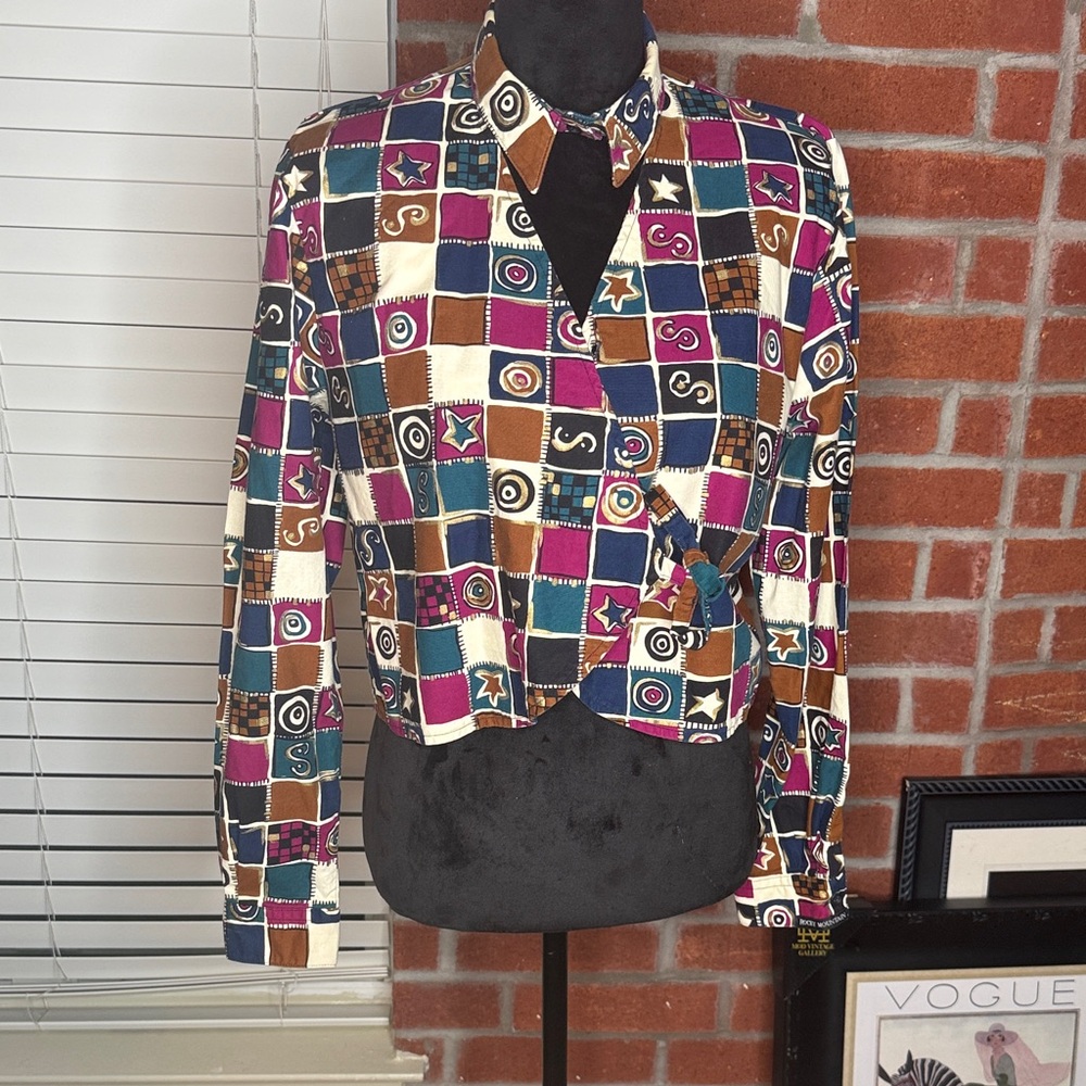 Colorful Patchwork Button-Up Shirt